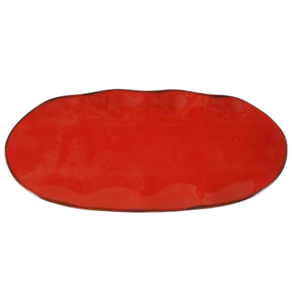 Discont. Southern Living At Home Red Cinnabar 15" Oblong Oval Bread Tray Platter - Picture 1 of 7